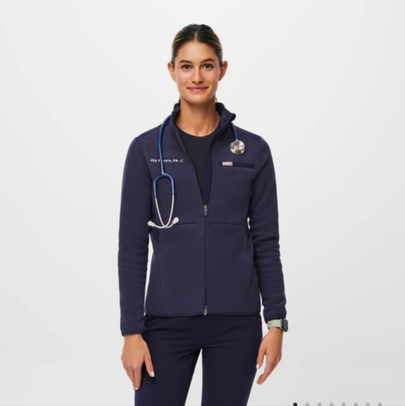 Figs Navy Blue 'On Staff' Fleece Jacket | L - Picture 1 of 11